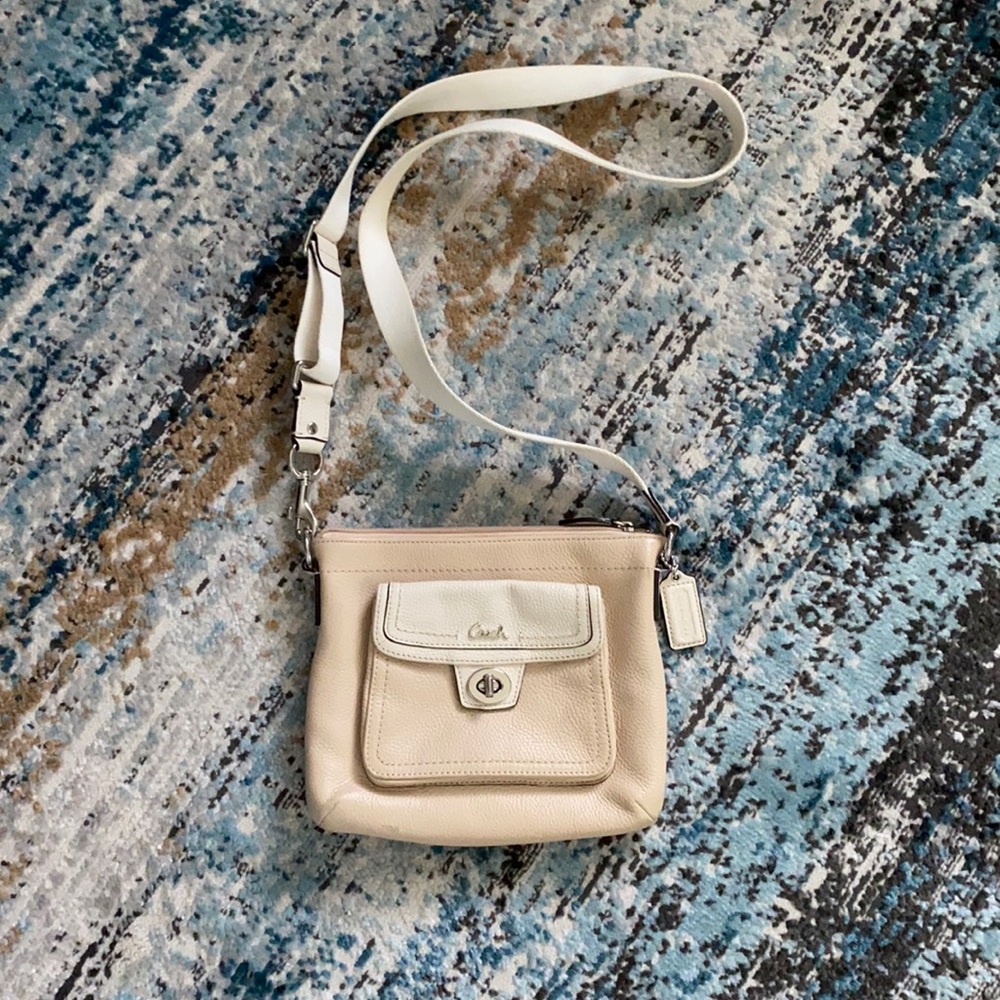 Coach Two Tone Creme Crossbody ~8” by 7”